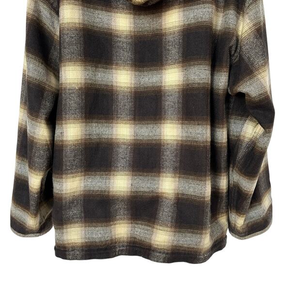 Vintage Brandon Thomas Chore Coat Reversible Khaki Brown Plaid Hooded Mens Large - Picture 15 of 16
